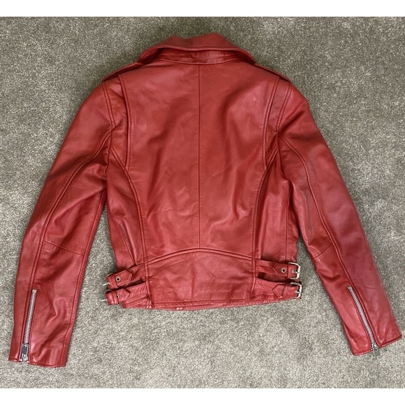 Walter Baker Leather Moto Jacket Large Red %100 Lamb Leather SOFT - Picture 3 of 10